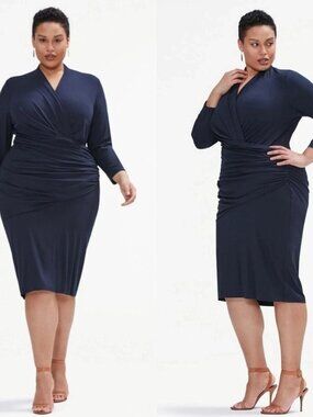 MM LaFleur Blue Stretch Jersey Casey Dress 3X Modern Bodycon Corporate Chic